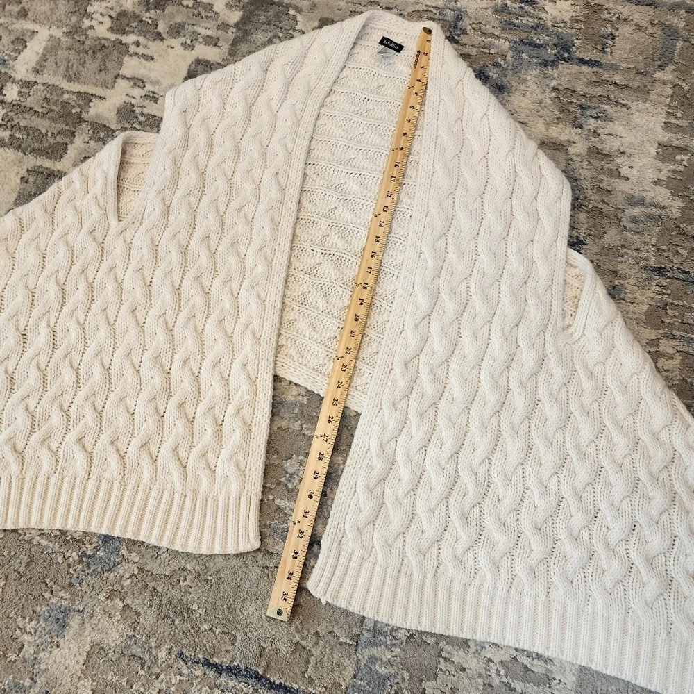 Kate Spade O/S Wool Alpaca Blend Cable Knit Ivory‎ Sleeveless Cardigan Vest